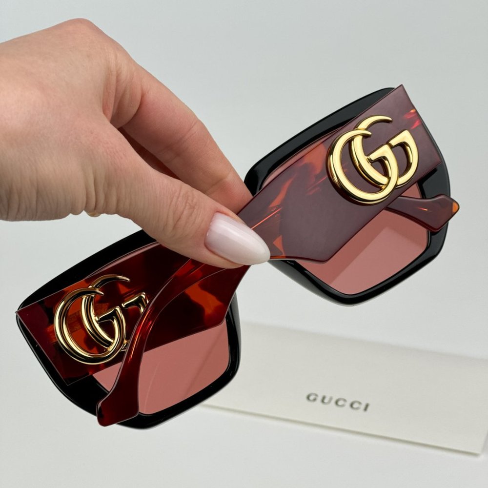 Gucci GG0956S 009 BRAND NEW Sunglasses Black Havana Orange Cat Eye Unisex - Picture 4 of 11